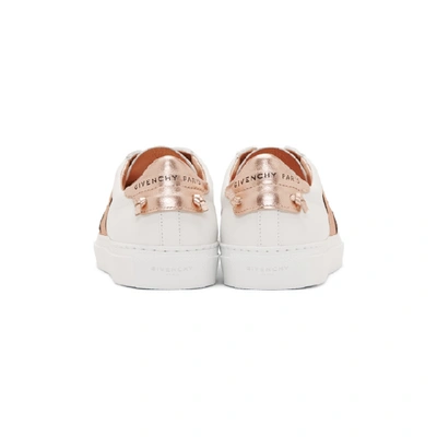 Shop Givenchy White & Copper Elastic Urban Knot Sneakers
