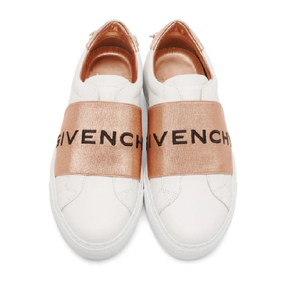 Shop Givenchy White & Copper Elastic Urban Knot Sneakers