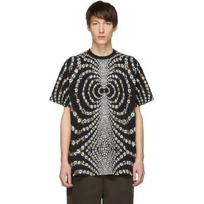 Shop Givenchy Black Oversized Mirrored Flowers T-shirt In 001 Black