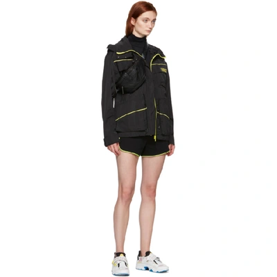 Shop Kenzo Black Two-tone Lightweight Parka In 99 - Black