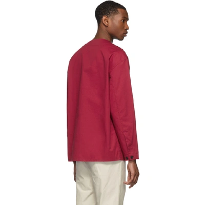 Shop Lemaire Red V-neck Shirt In 367 Rspberr