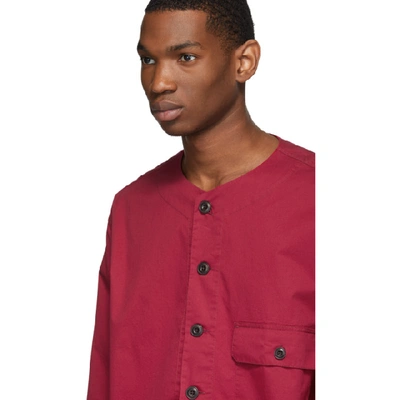 Shop Lemaire Red V-neck Shirt In 367 Rspberr