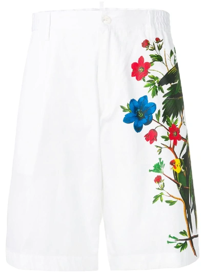 Shop Dsquared2 Floral And Bird Print Shorts - White