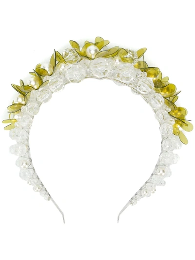 Shop Simone Rocha Embellished Floral Headband - Neutrals