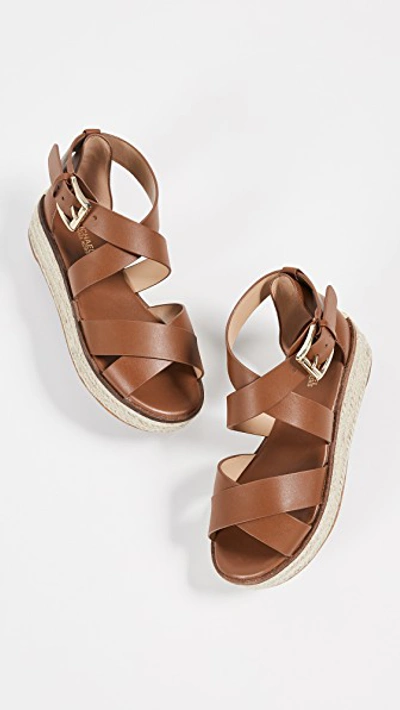 Shop Michael Michael Kors Darby Strappy Espadrilles In Luggage