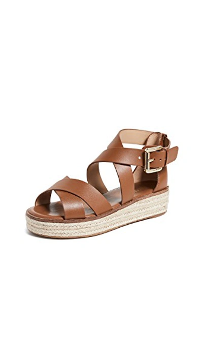 Michael Michael Kors Darby Leather Flatform Espadrille Sandals In Luggage |  ModeSens