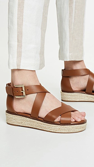Michael Michael Kors Darby Leather Flatform Espadrille Sandals In Luggage  Vachetta Leather | ModeSens