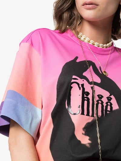 Shop Chloé Ombre Logo Cotton T-shirt In Pink