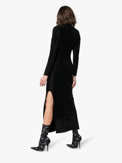 Shop Balenciaga High-neck Side Slit Maxi Dress In 1000 Black