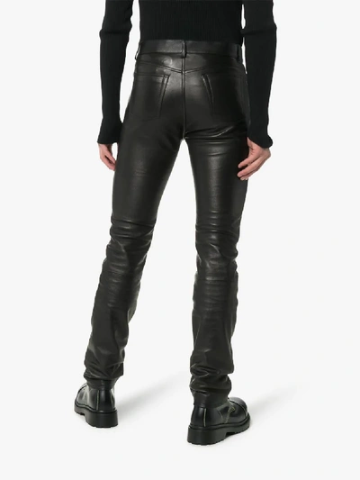 Shop Balenciaga Fitted Leather Trousers In Black