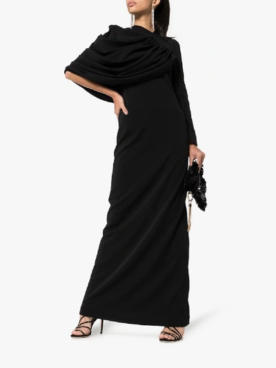 Shop Burberry Draped Maxi-gown In 1004 Black