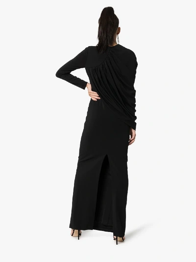 Shop Burberry Draped Maxi-gown In 1004 Black