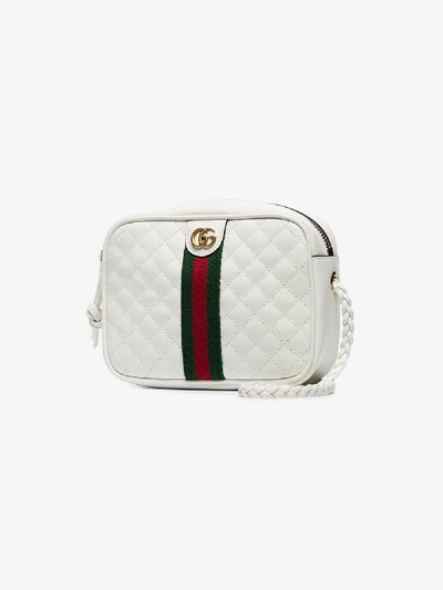 Shop Gucci White Gg Small Quilted-leather Shoulder Bag
