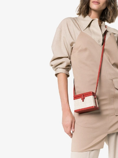 Shop Hunting Season Red Leather-trim Straw Box Bag