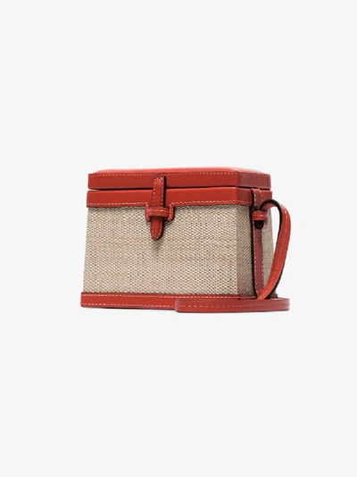Shop Hunting Season Red Leather-trim Straw Box Bag