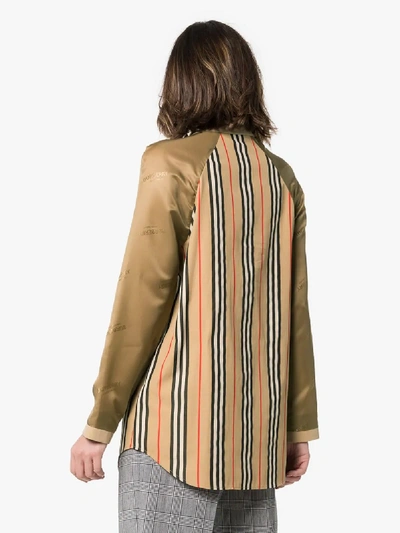 Shop Burberry Contrast-sleeve New Striped Shirt In Beige
