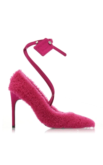 Shop Off-white Shaggy Ziptie Pumps In Pink