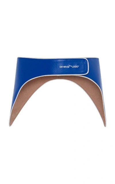 Shop Off-white Racing Leather Belt In Blue