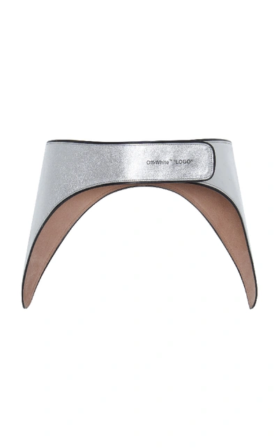 Shop Off-white Racing Leather Belt In Silver