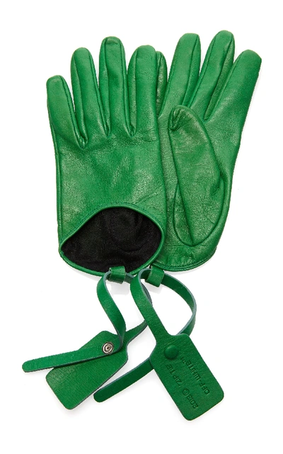 Shop Off-white Zip Tie Gloves In Green