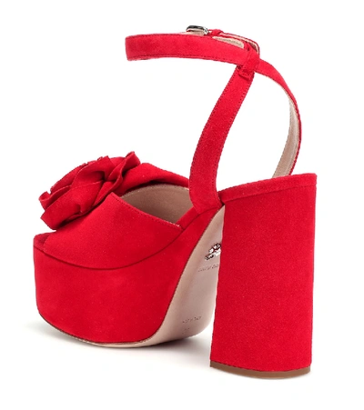 Miu Miu Sandalen Mit Rosenapplikationen In Red