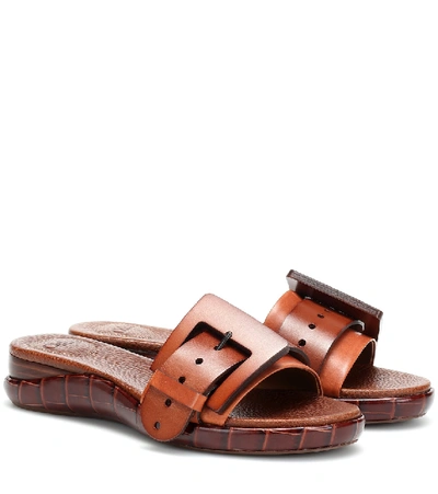 Shop Chloé Leather Sandals In Brown