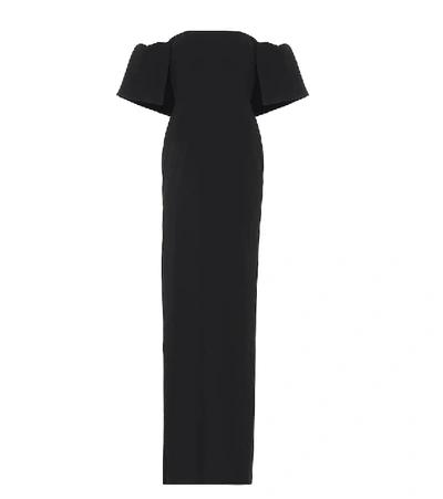 Shop Alex Perry Fenton Crêpe Satin Gown In Black