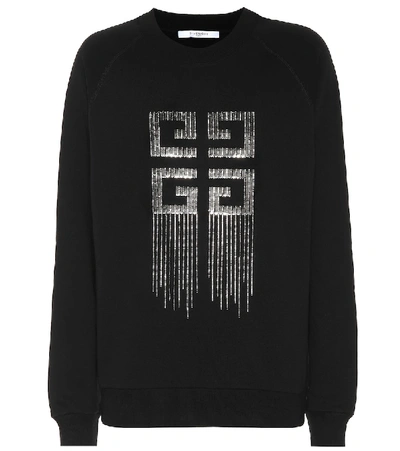 Shop Givenchy Embellished Cotton Sweatshirt In Black