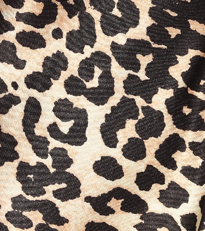 Shop Ganni Leopard-printed Silk Slip Dress In Brown