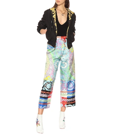 Shop Versace Printed Silk Pants In Multicoloured