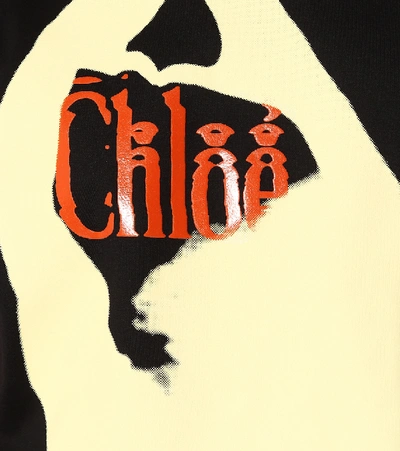 Shop Chloé Printed Cotton T-shirt In Black