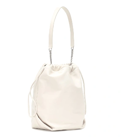 Shop Saint Laurent Teddy Leather Bucket Bag In White