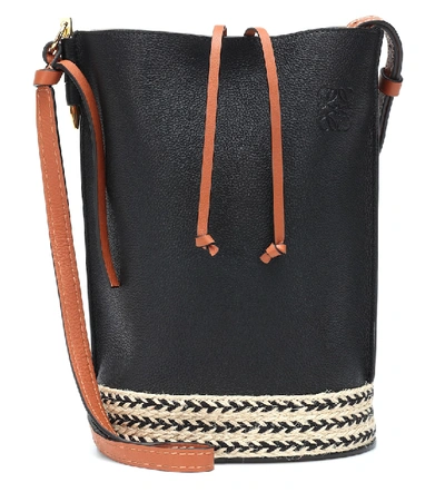 Shop Loewe Gate Leather Bucket Bag In Black