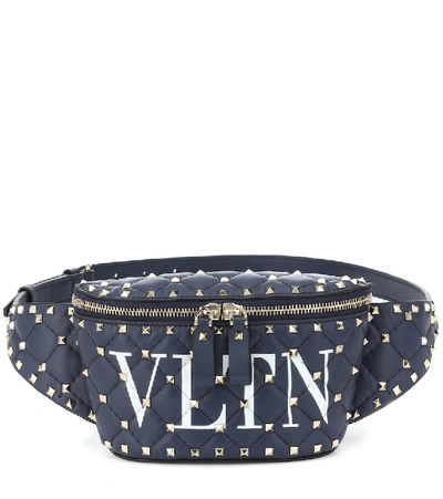 Shop Valentino Rockstud Spike Vltn Leather Belt Bag In Blue