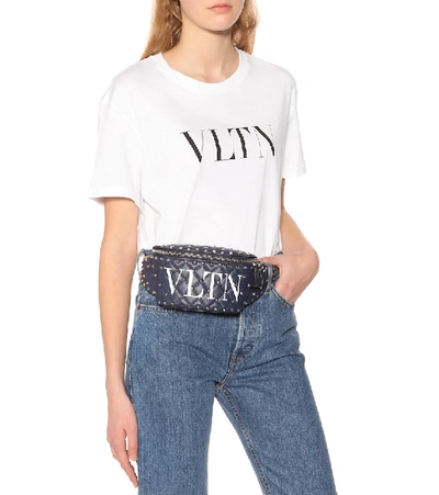 Valentino Rockstud Leather Belt Bag, Blue size 85 Fannypack Designer $1400