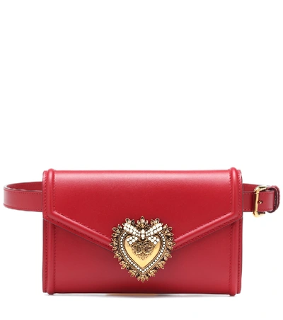 Shop Dolce & Gabbana Devotion Leather Belt Bag In Red