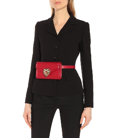 Shop Dolce & Gabbana Devotion Leather Belt Bag In Red