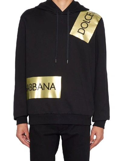 Shop Dolce & Gabbana Logo Print Hoodie In Black