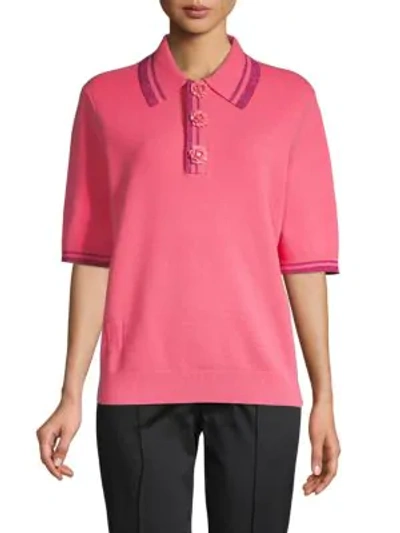 Shop Marc Jacobs Metallic Stripe Polo Shirt In Pink