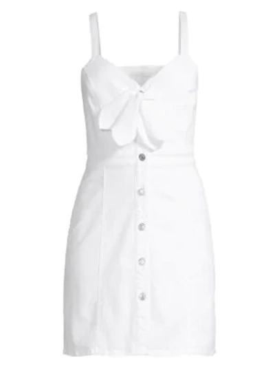 Shop 7 For All Mankind Bow-front Sleeveless Denim Dress In White Runway