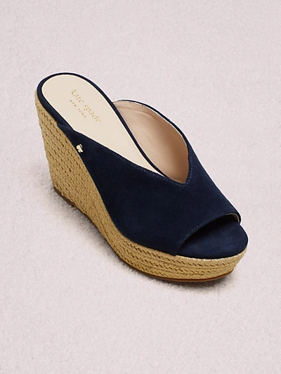Shop Kate Spade Thea Wedge Sandals In Navy