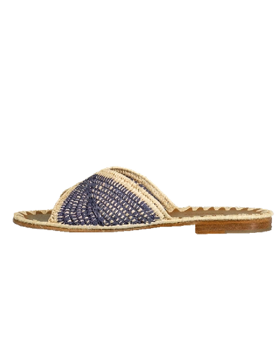 Shop Carrie Forbes Salon Misted Woven Raffia Slide Sandals In Natural