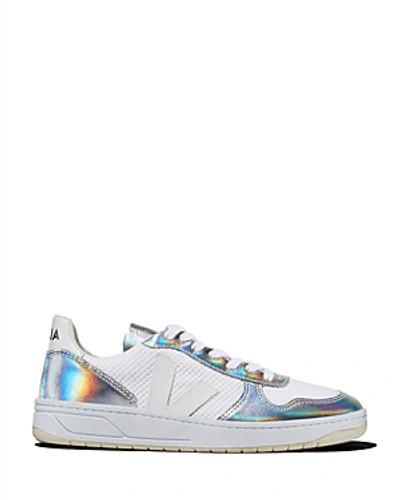 Veja Women's V-10 Metallic Low-top Sneakers In Unicorn | ModeSens