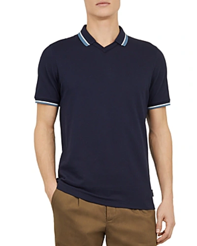 Shop Ted Baker Flat Knit Regular Fit Polo In Navy