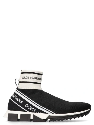 Shop Dolce & Gabbana Logo Sock Sneakers In Black
