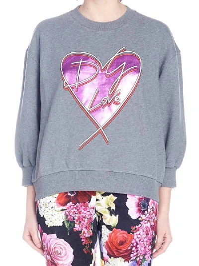 Shop Dolce & Gabbana Love Sweatshirt In Grey