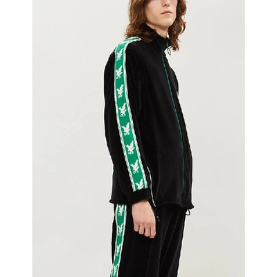 Shop Off-white White Eagle Side-stripe Velour Jacket In Black