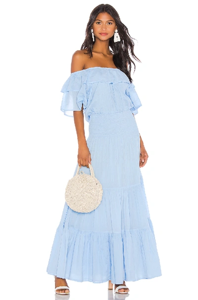 Shop Anaak Jaisalmer Off Shoulder Dress In Sea Blue