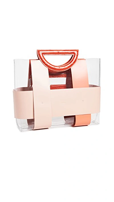 Shop Mlouye Chequer Tote In Coral