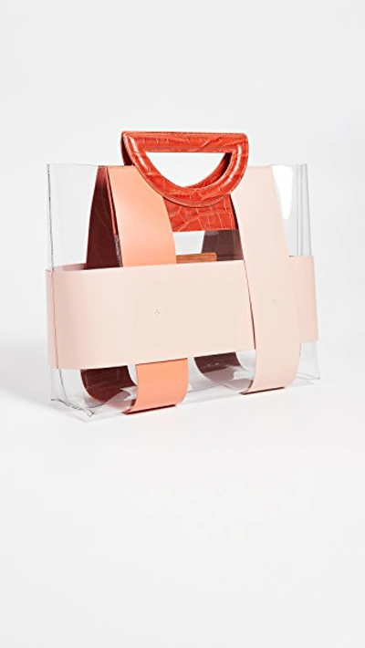 Shop Mlouye Chequer Tote In Coral